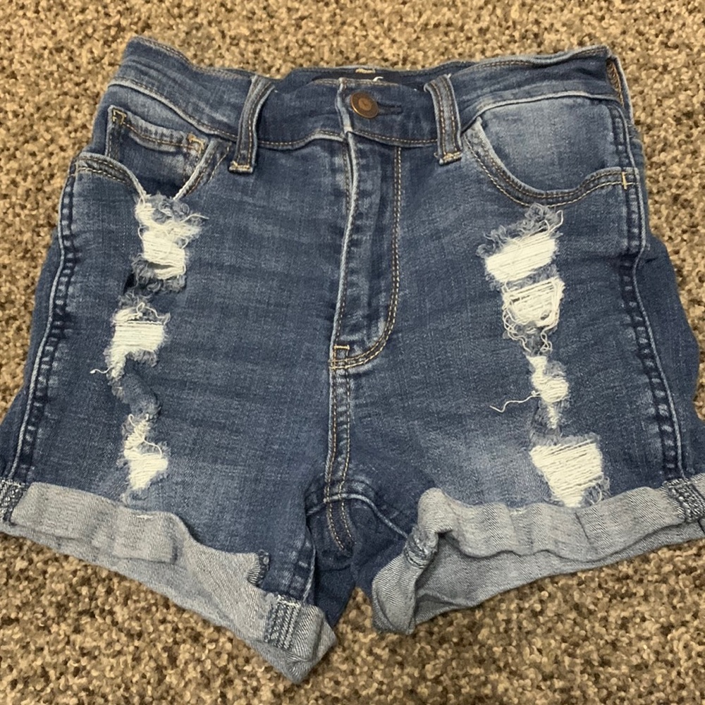 Hollister Medium Blue High-Rise Jean Shorts 3” Size 00